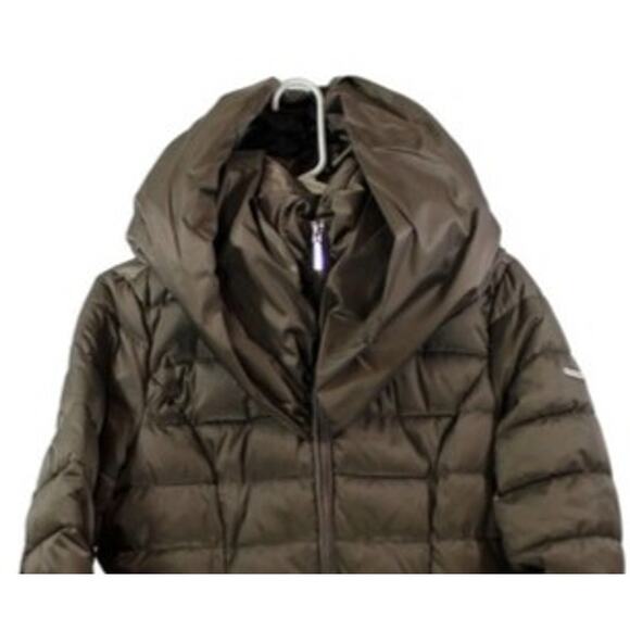 Laundry by Shelli Segal Quilted Pillow Collar Puffer Coat in Taupe Size Med - Picture 3 of 16